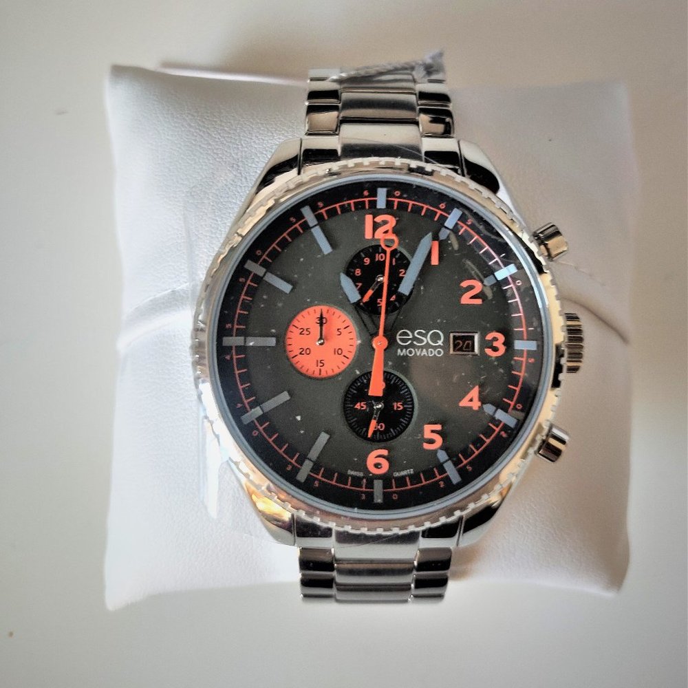 MOVADO 07301447 ESQ CATALYST OLIVE GREEN ORANGE DIAL MEN'S WATCH